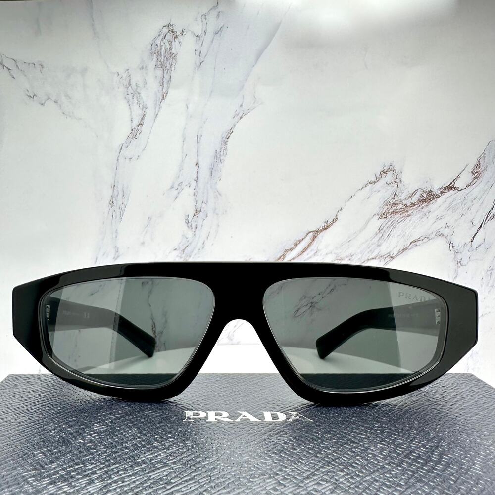 New PRADA Sunglasses Black Gray Lens 57-13-140 Authentic Prada - Picture 2 of 16